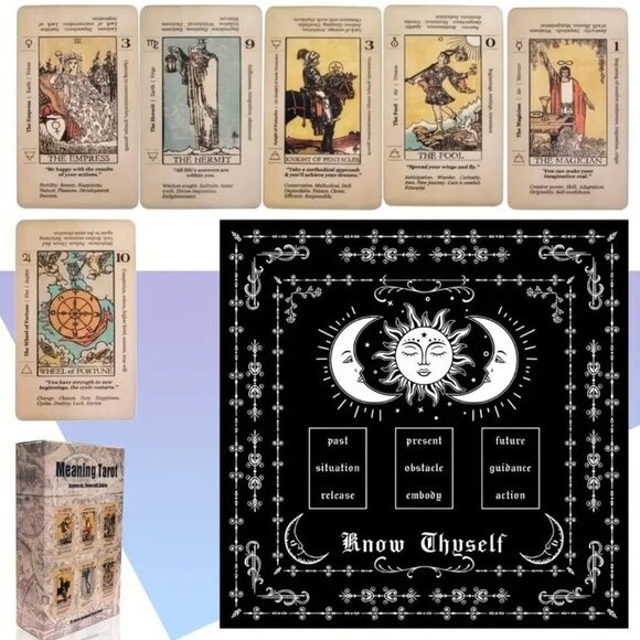 Tarot Card Deck Set 78 Cards with Guidebook & Tablecloth Know Thyself Layout NEW - Picture 2 of 5